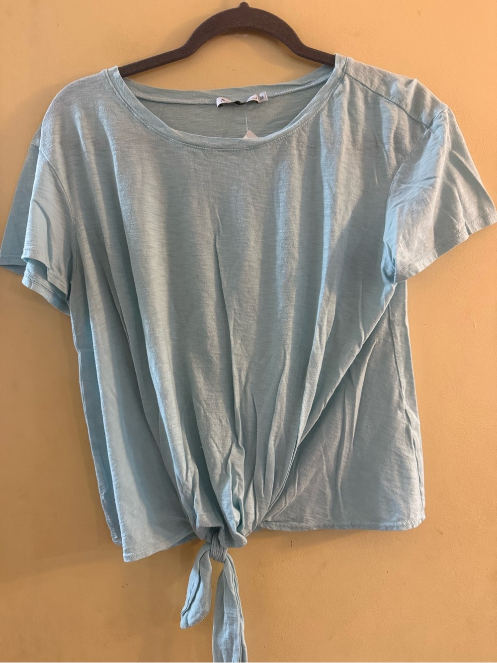 Michael Stars Tie-Front Short Sleeve Tee in Light Blue, OS
